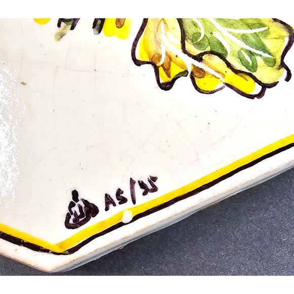 1996 Hand-Painted Ceramic Bird Set Of 2 Octagonal Cork Back Signed Art 6x6 - Picture 5 of 8